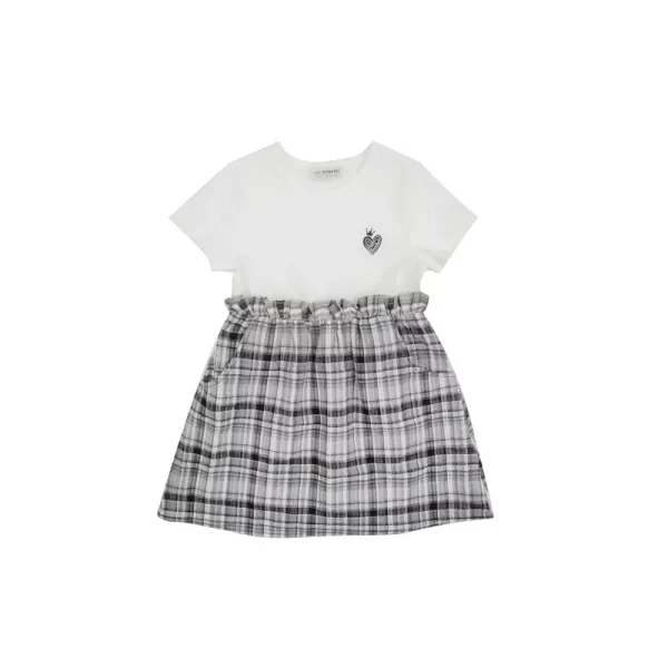 پیراهن دخترانه LC Waikiki مدل S332338Z4 | سایز 8–9 سال – نخی، طرح چهارخانه سیاه