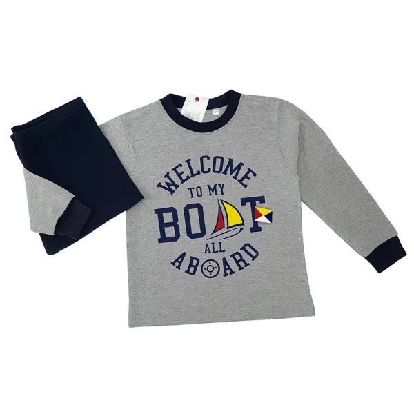 ست بلوز و شلوار ترک پسرانه – رنگ سرمه‌ای و طوسی، طراحی راحت و جنس کیفیت بالا